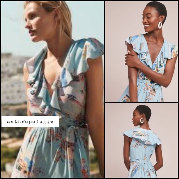 Anthropologie Dresses & Skirts - Anthropologie MAEVE Rosalia Wrap Dress NEW 14 Blue